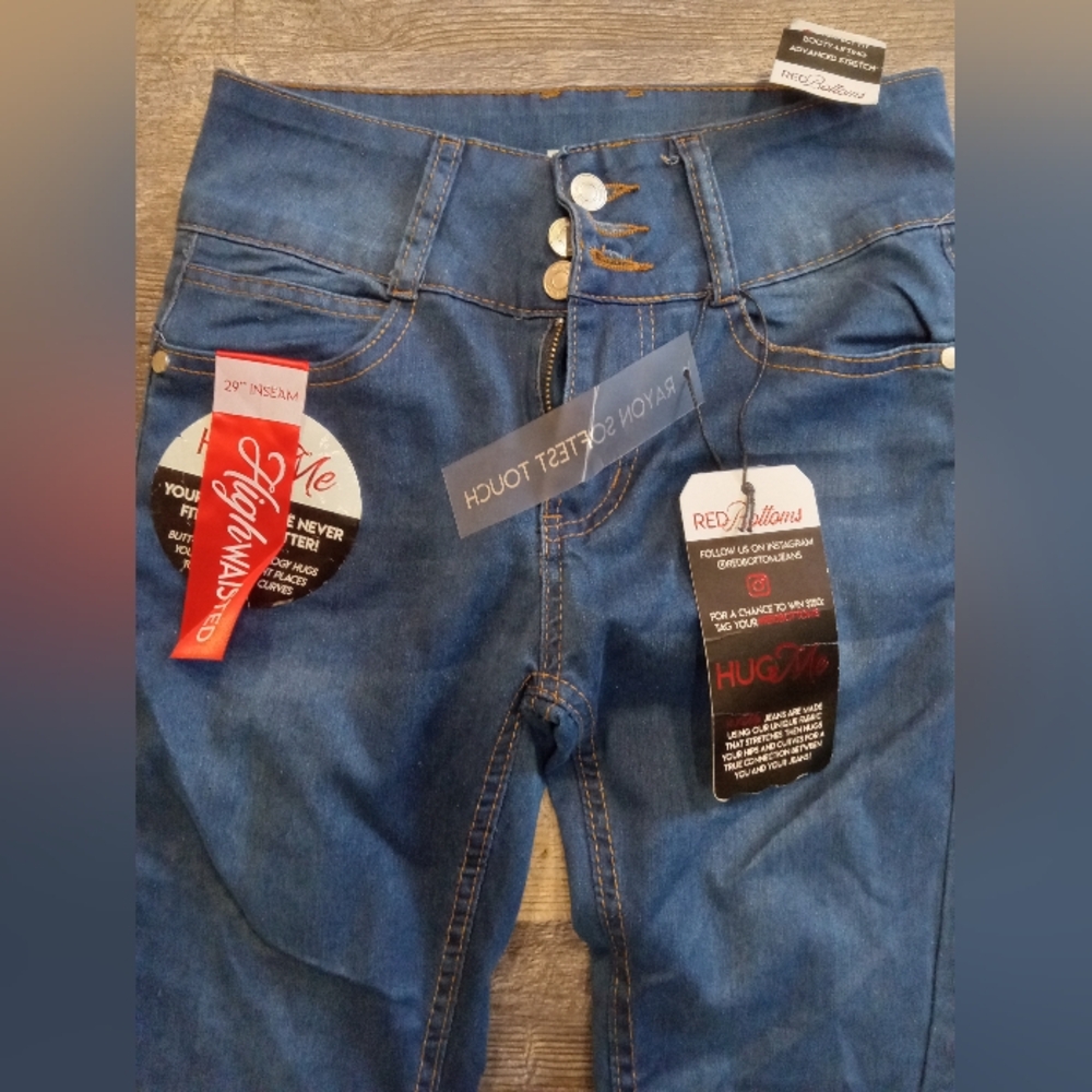 Red Bottoms high waisted next level stretch 3/26 jeans - Picture 2 of 6